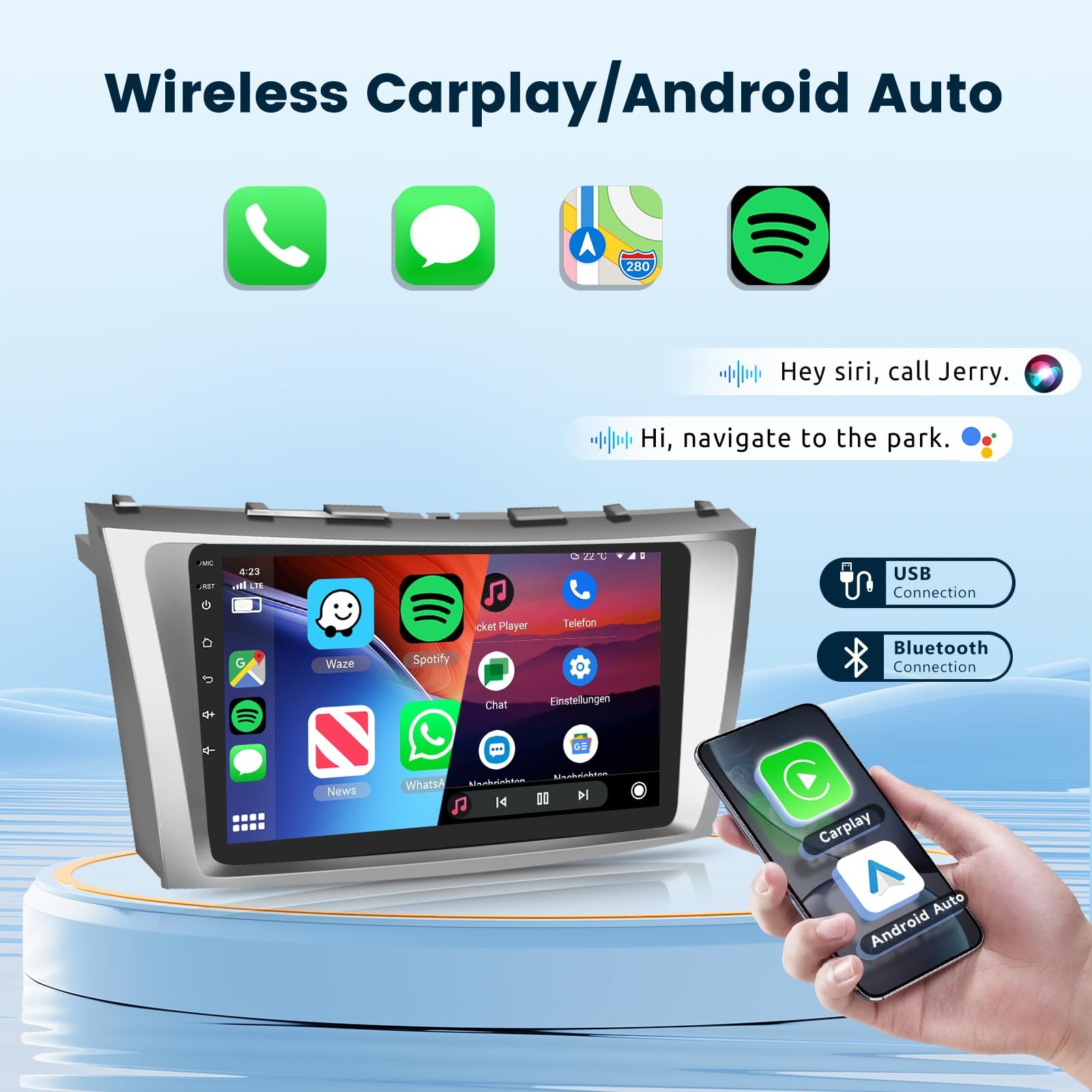 Podofo 2G+64G Car Radio 9 Inch for Toyota Camry 2006-2011 Android 13