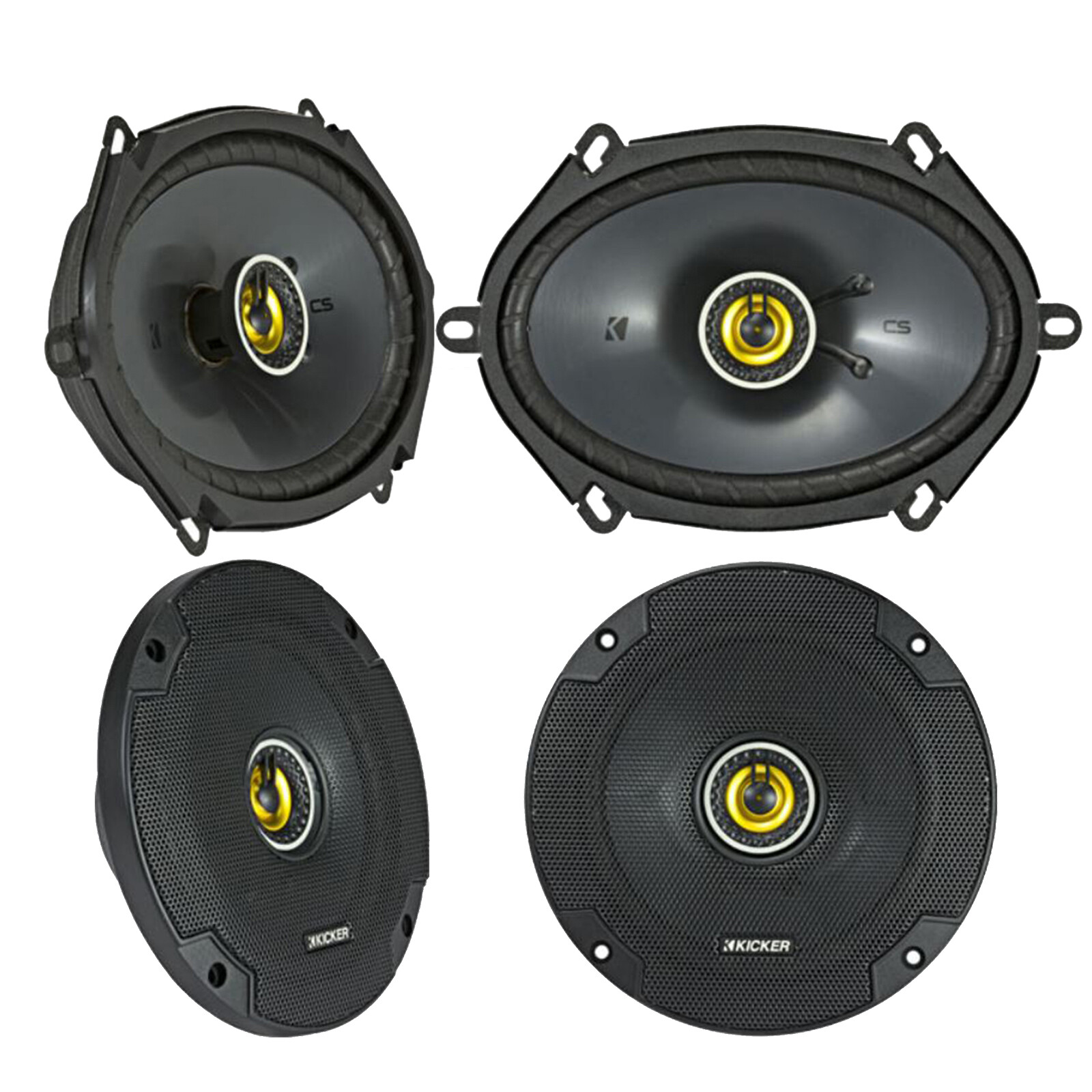 2) Kicker 46CSC654 6.5″ 300W + 2) 46CSC684 6×8″ 450W 2-Way Coaxial Car Speakers
