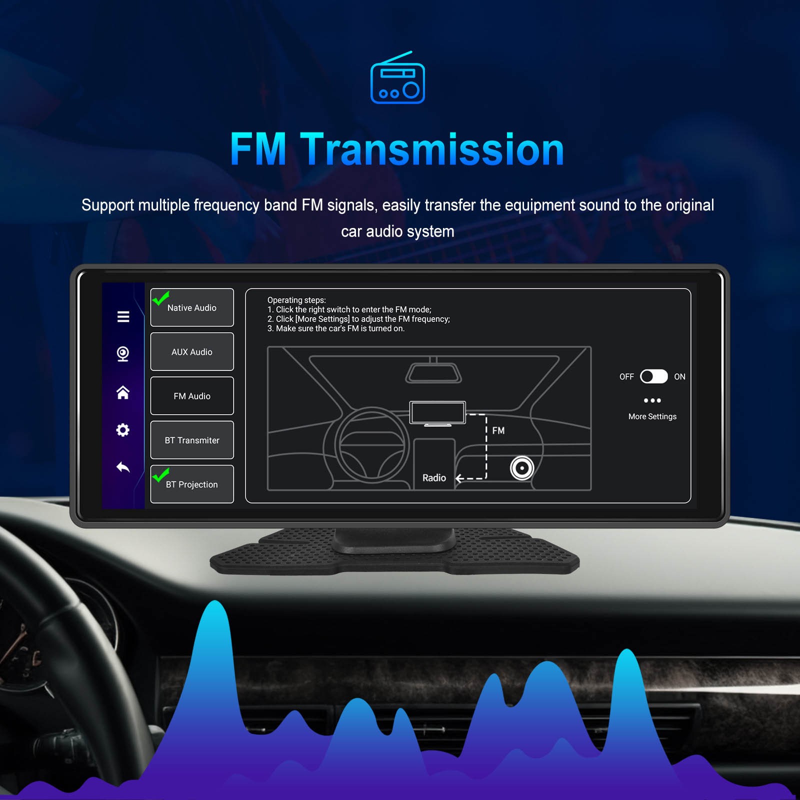 10.26″Bluetooth Car Navigation Carplay HD Large Touch Screen Recorder AHD Camera