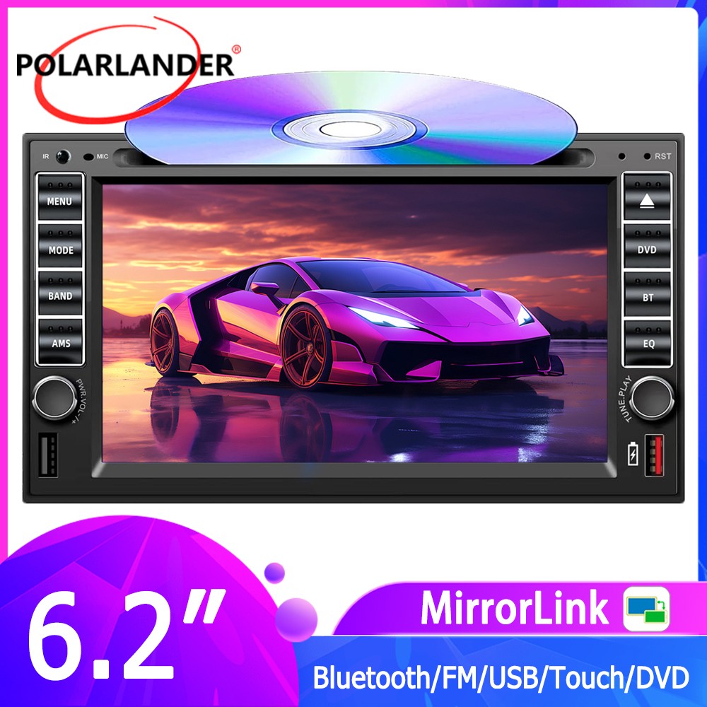 Remote control Bluetooth DVD/CD Player Touch Screen 6.2″ USB/SD/AUX Stereo 2 Din
