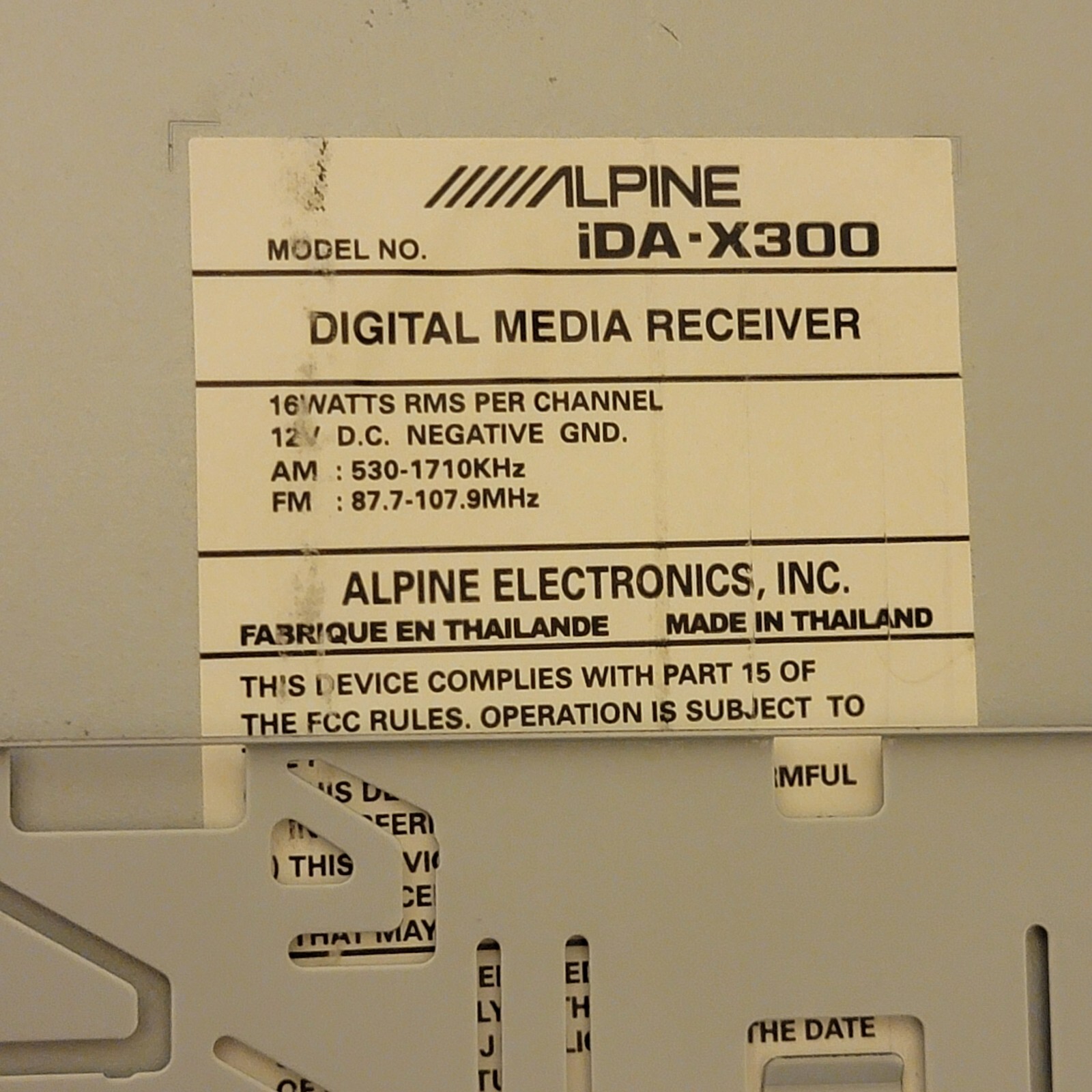 ALPINE IDA-X300 Digital Media Receiver USB for Media MP3 Radio