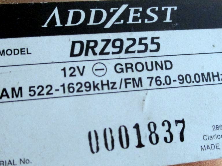 Clarion/ADDZEST DRZ9255 Car Stereo Japan JDM For Parts Untested AS-IS