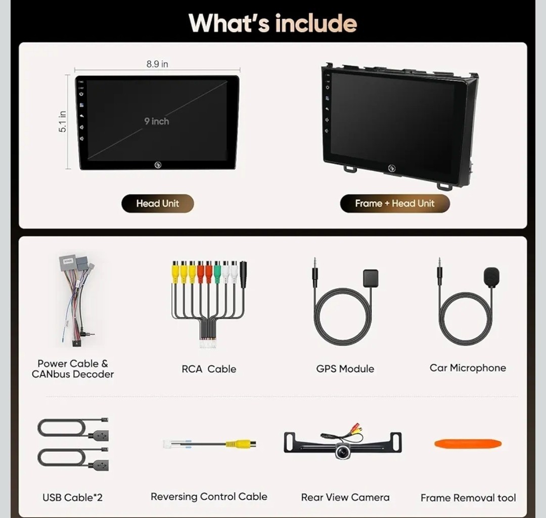 9 Inch Car Radio Stereo for Honda CR-V 2006-2011 Wireless CarPlay Android Auto 5