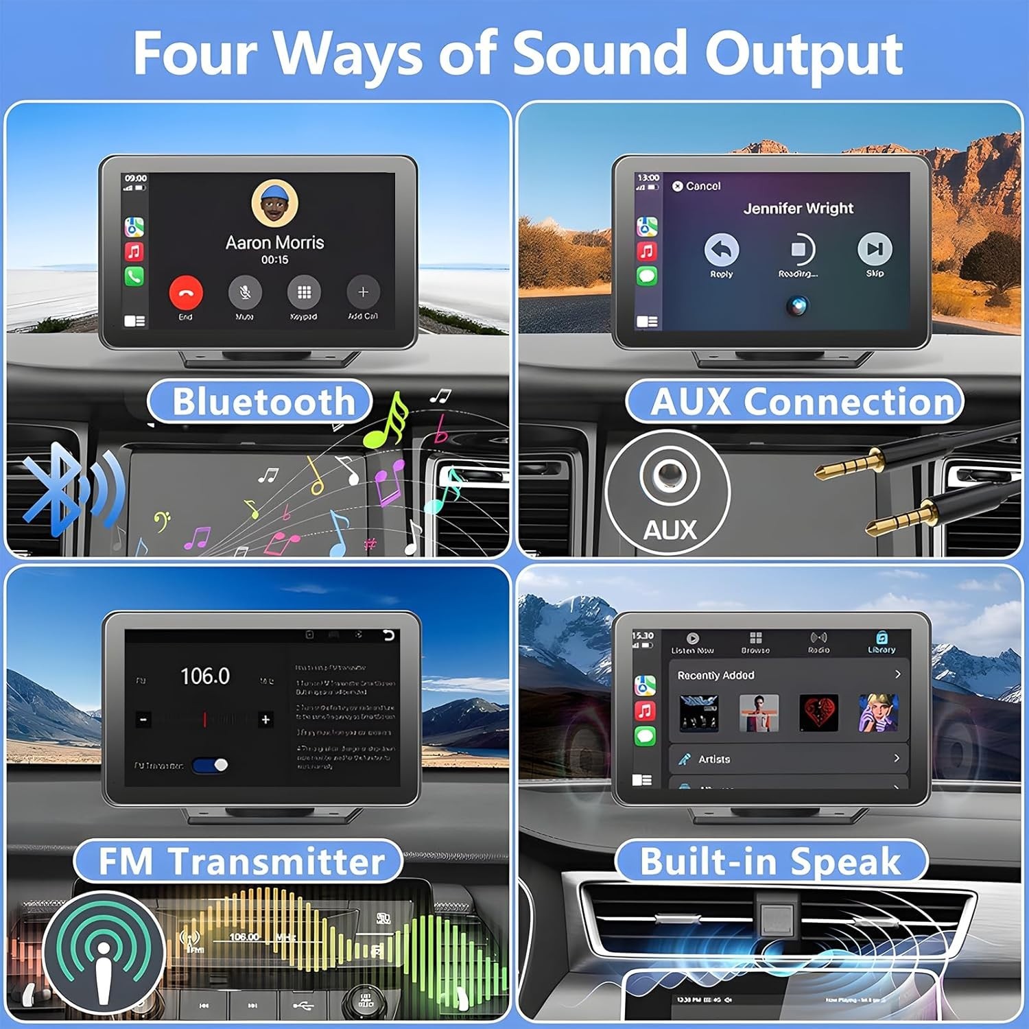 HD Portable Carplay & Android Auto Screen with Backup Camera – Universal Fit