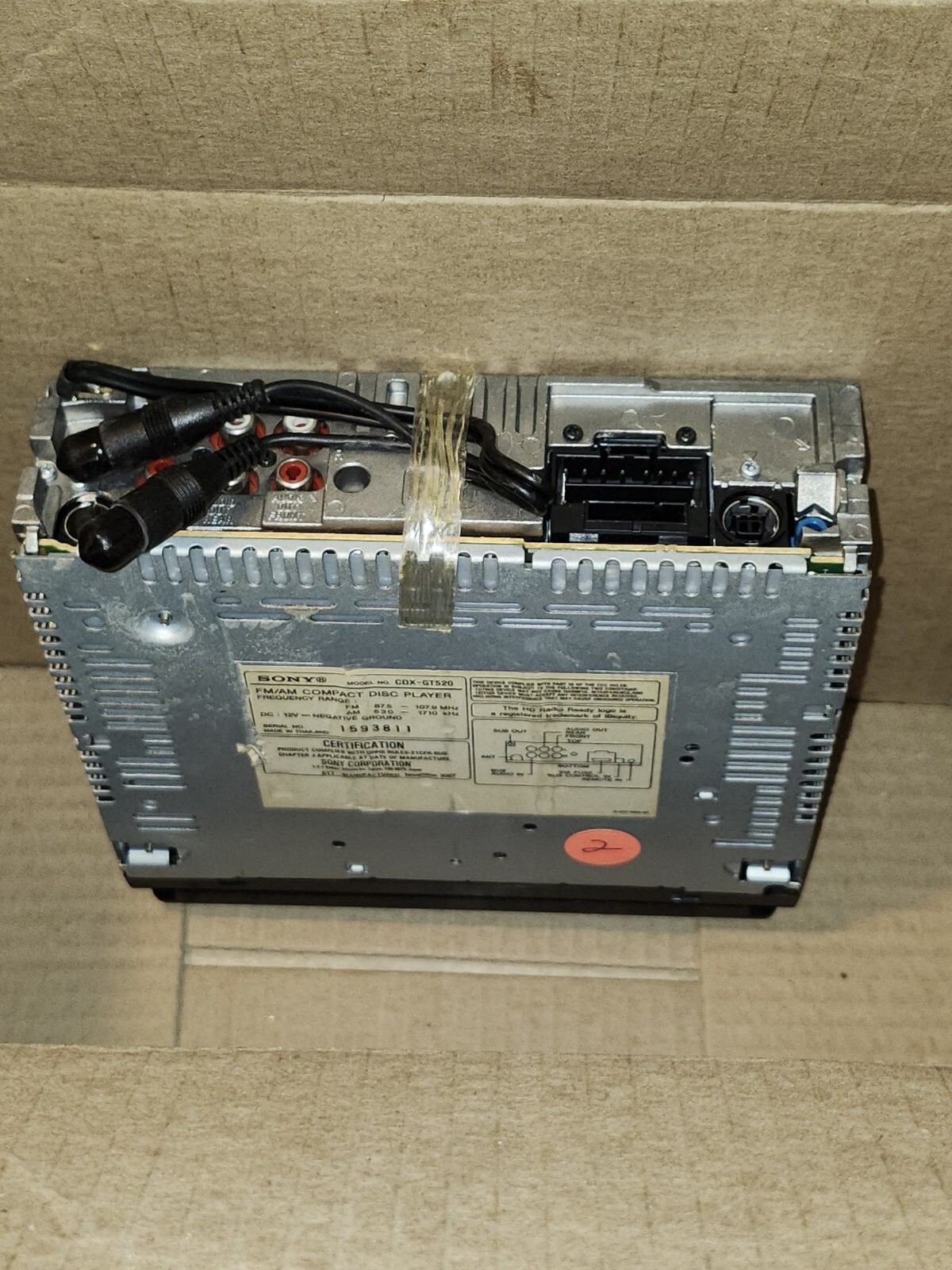 (H8-#2) — Sony GTX-GT520 Compact Disc Player For Auto – Untested