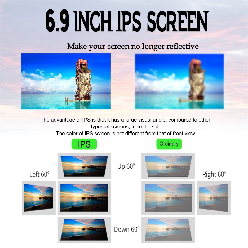 1Din 6.9″Android Car Stereo Touch Screen Built-in CarPlay AHD Rear View WiFi GPS