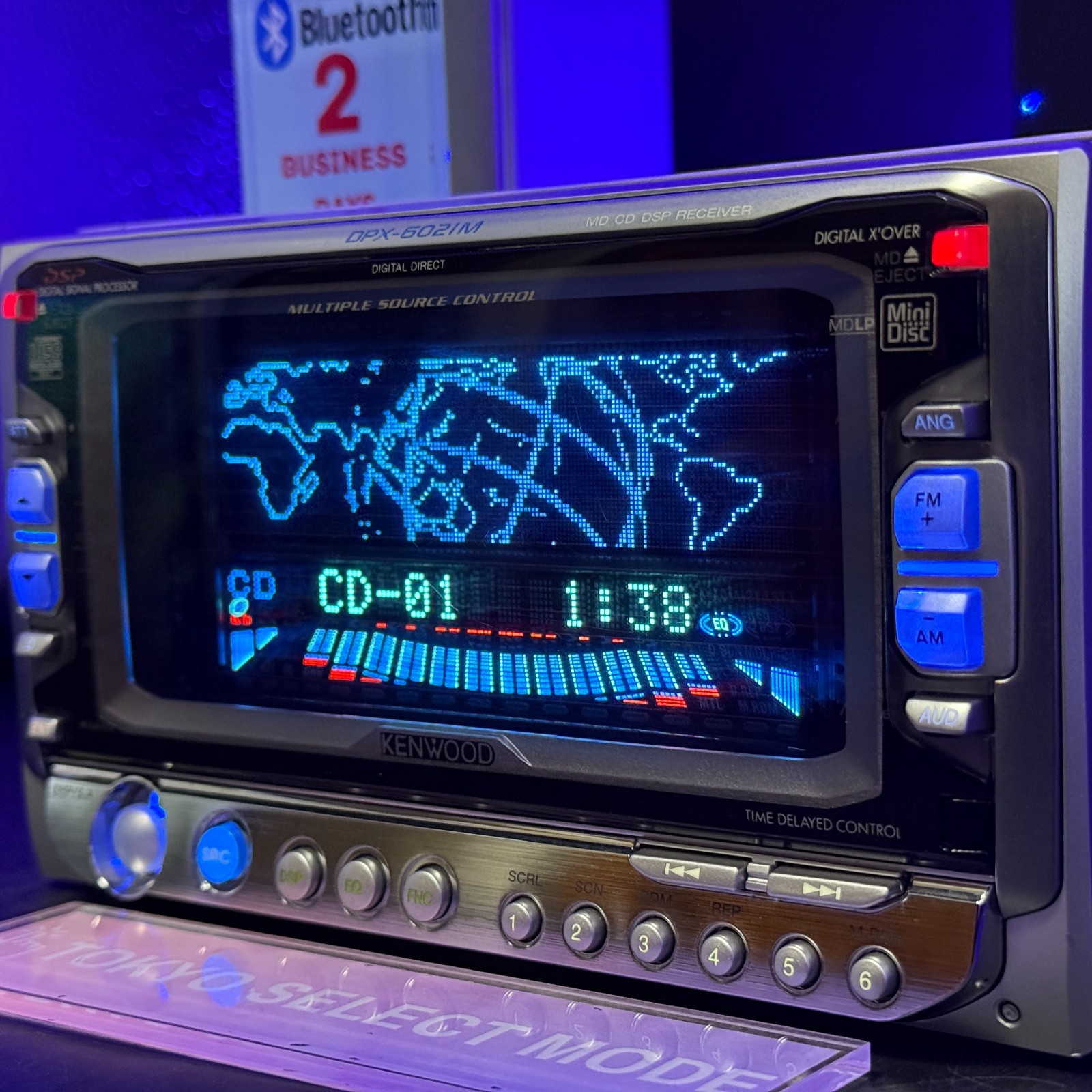 Kenwood DPX-6021M 2DIN Car Audio CD MD Player Added Bluetooth Dolphin Display