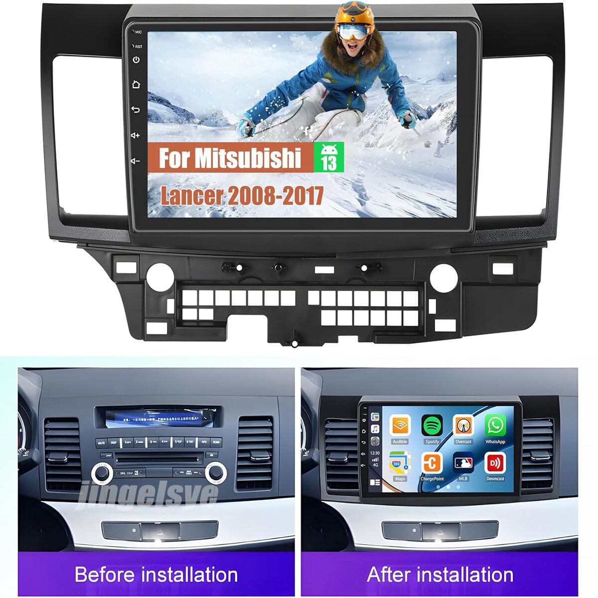 Auto Car Stereo Radio Dash Kit Carplay For Mitsubishi Lancer 2008-17 Android13