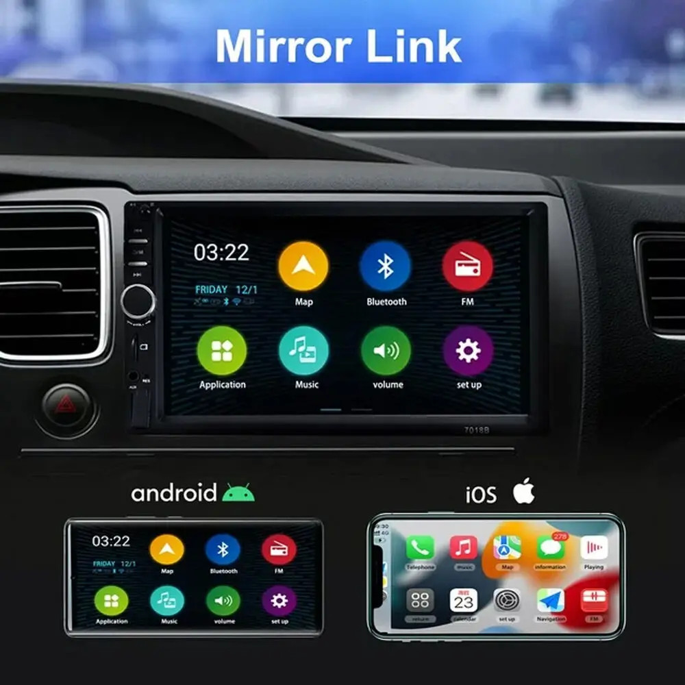 7″ 2DIN Car Stereo Radio Bluetooth Touchscreen TF AUX FM Video MP5 Player