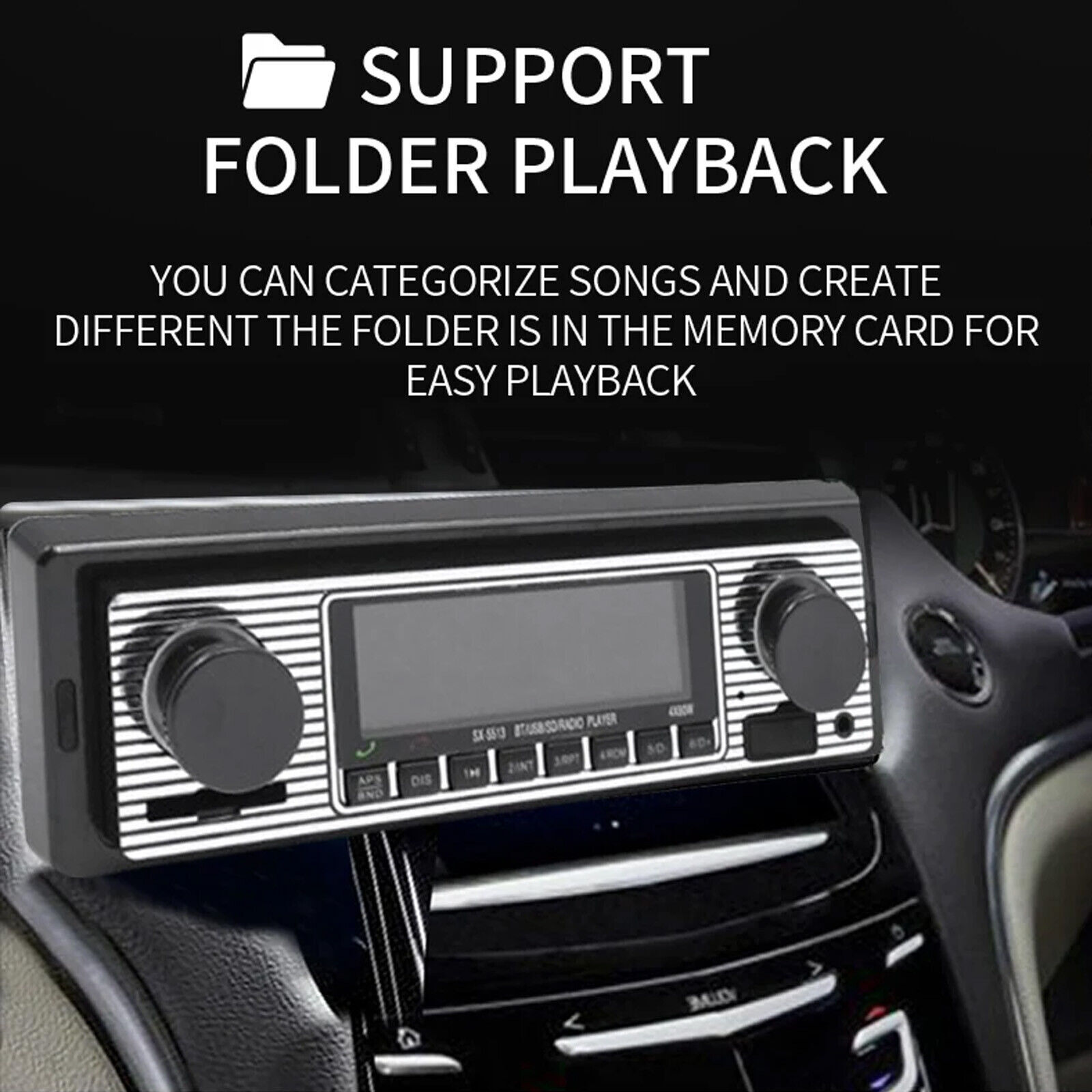 Bluetooth Vintage Car FM Radio MP3 Player USB Classic Stereo Audio Receiver AUX