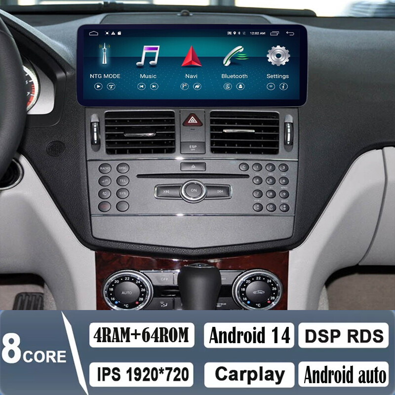 For Mercedes Benz C-Class S204 2008-2010 12.3” Car Radio Stereo Android Auto