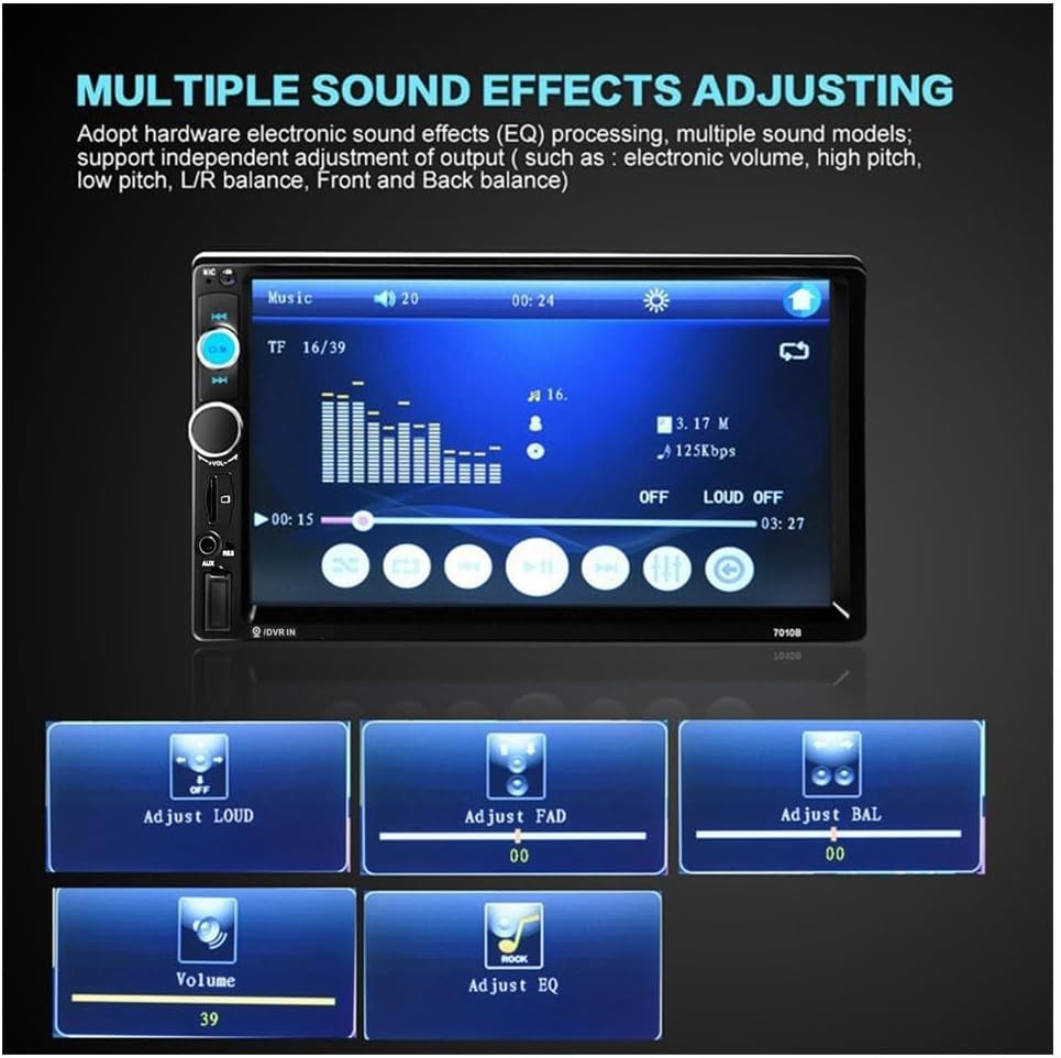 Multimedia Car Stereo System – 7” Touch Display with Bluetooth & Remote Control