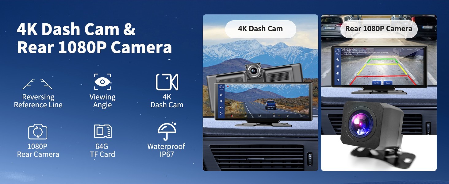 Wireless Portable Carplay Screen for Car – 10.26Inch Carplay & Android Auto Car