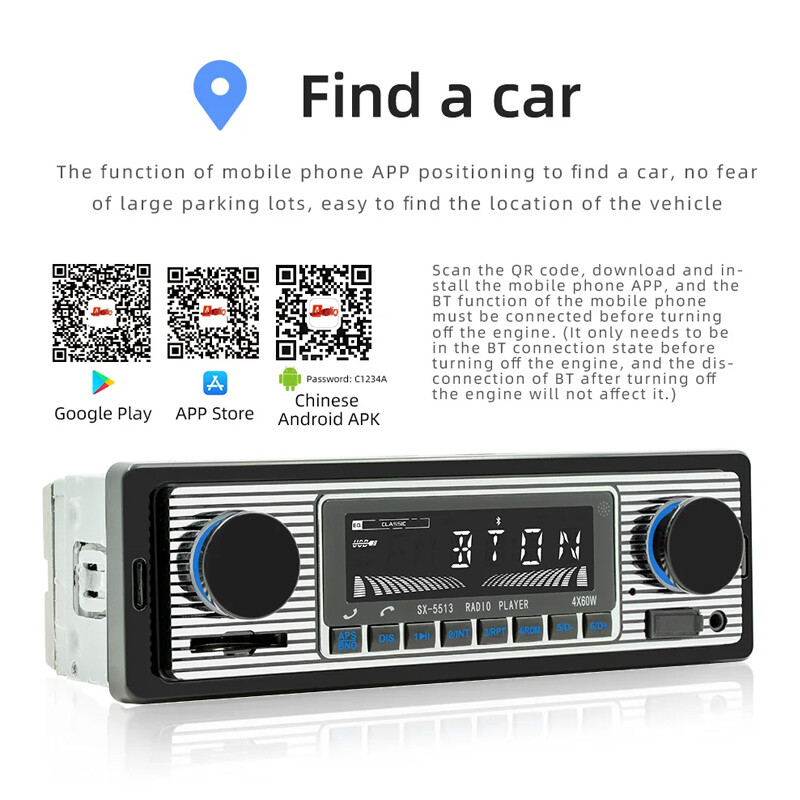 1 Din Car Stereo Audio Radio Car In-Dash Player Bluetooth Head Unit MP3 USB AUX