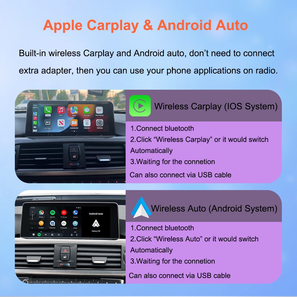10.26″ IPS Touch Screen Car Radio Apple CarPlay Android Auto Portable Stereo+Cam