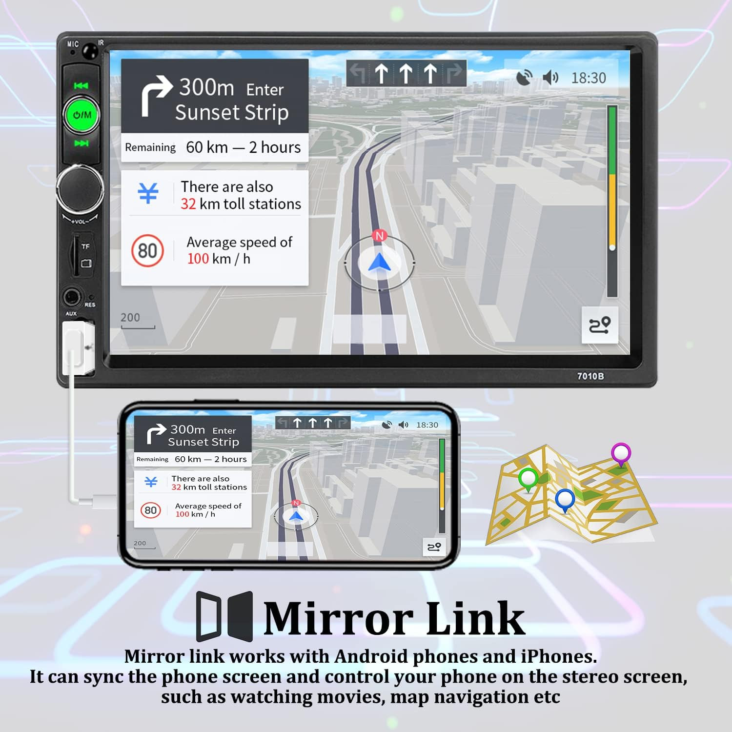 Car Stereo Double Din Bluetooth Car Radio 7 Inch MP5 Player HD Touch Screen FM R