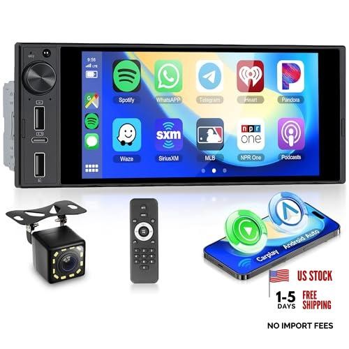 Single Din 6 Inch Incell Touch Screen Car Stereo Wireless CarPlay Android Auto