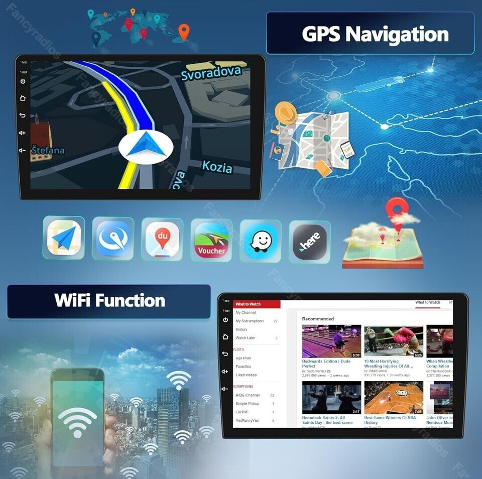 4G+64G 9″ Android 13 Apple CarPlay Double 2 DIN Car Stereo GPS Radio RDS BT WIFI
