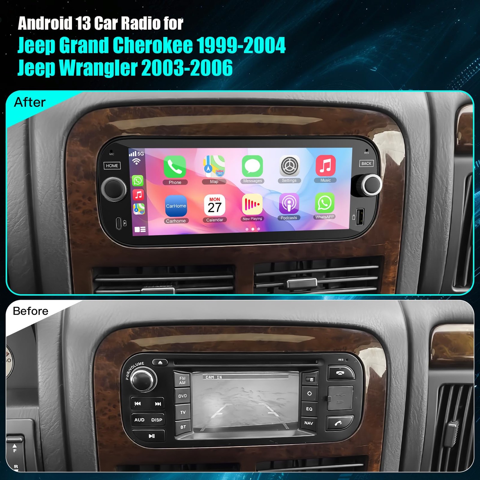 Inexaccessories 4+64G Car Radio Jeep Wrangler