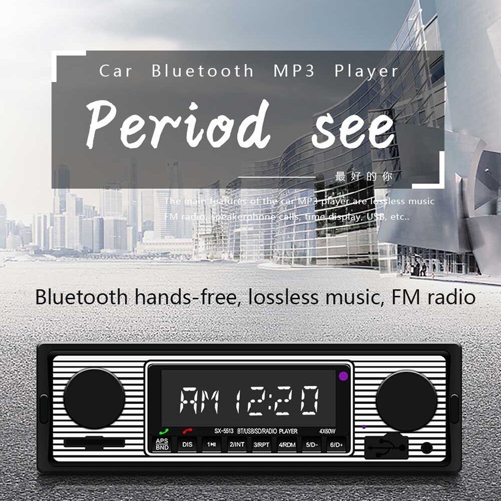 Bluetooth Vintage Car MP3 Player FM Radio AUX Classic Stereo Audio Receiver UE