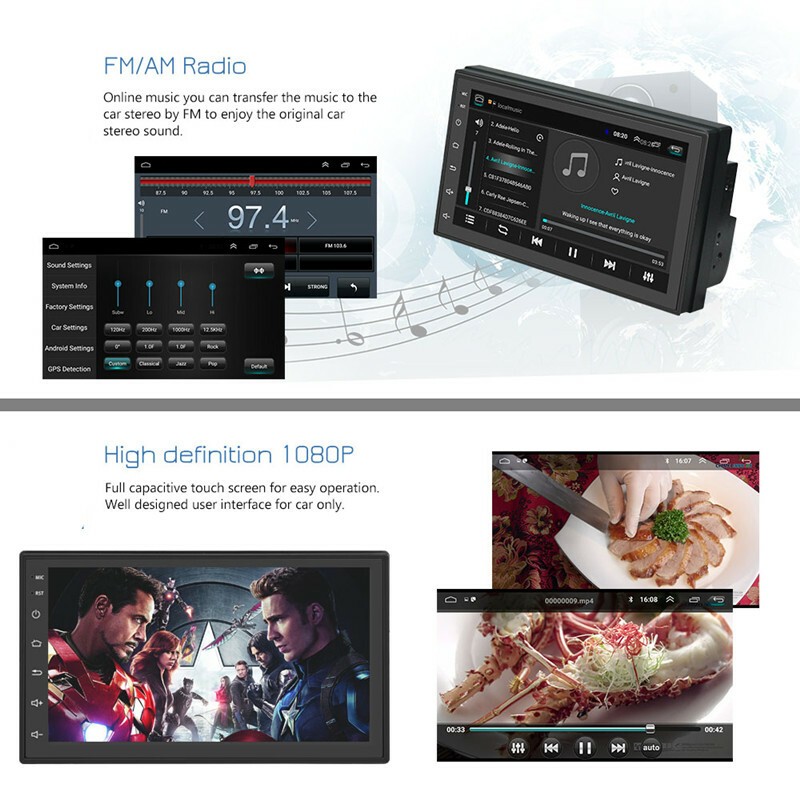 7″ Double 2 Din Car MP5 Player Bluetooth Touch Screen Stereo Radio Audio Mrrior;