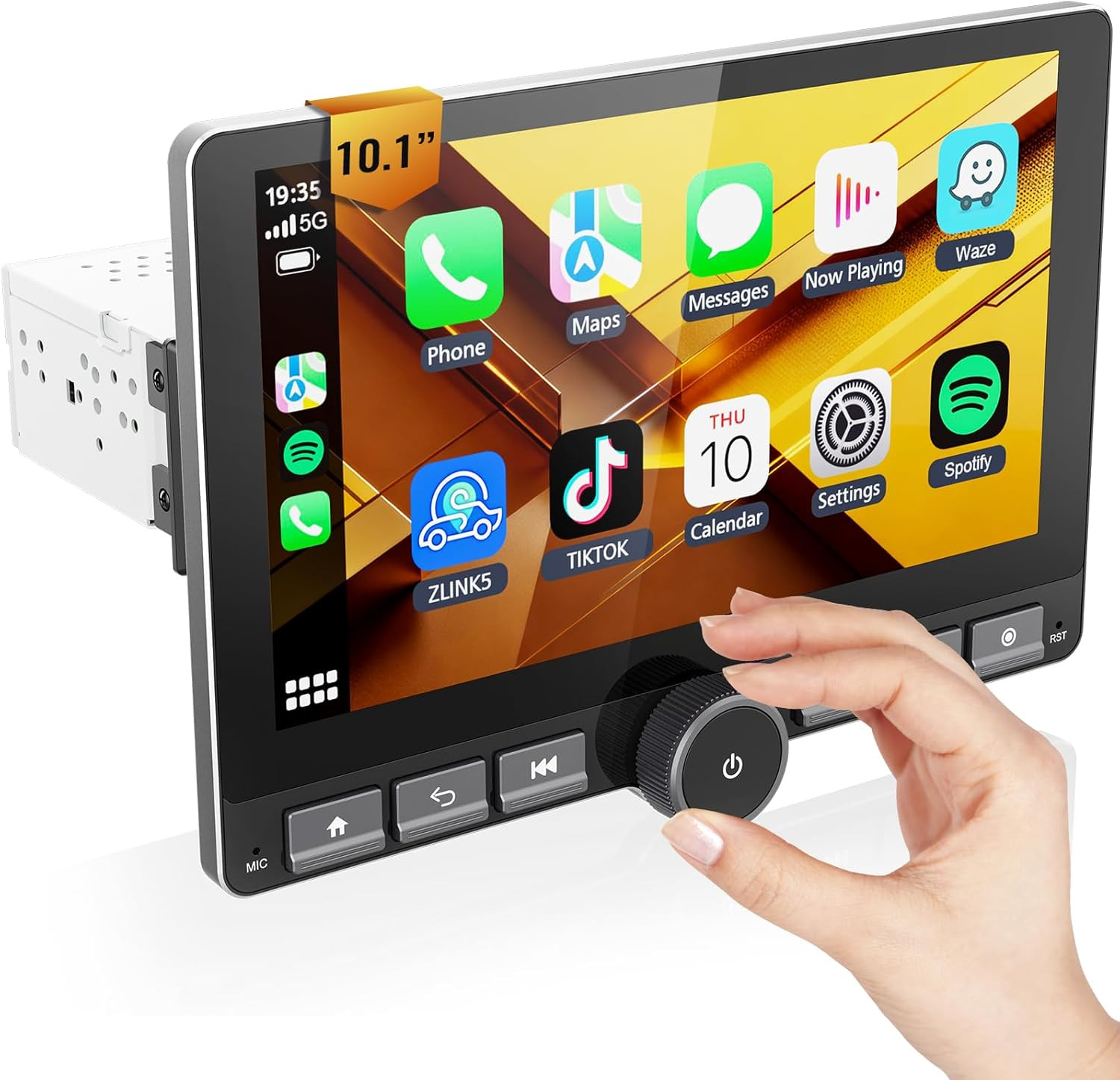 10.1″ Single Din Android Car Stereo with 360° Rotatable Touch Screen – Android 1