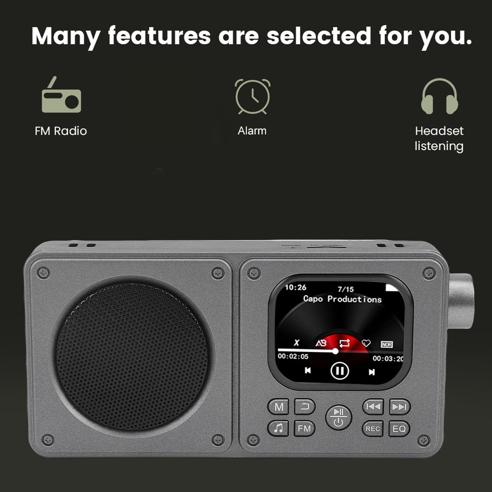 Video Radio AM FM 2.01 Inch Screen MP3 MP4 Player Bluetooth 5.4 Speaker Por FSZJ