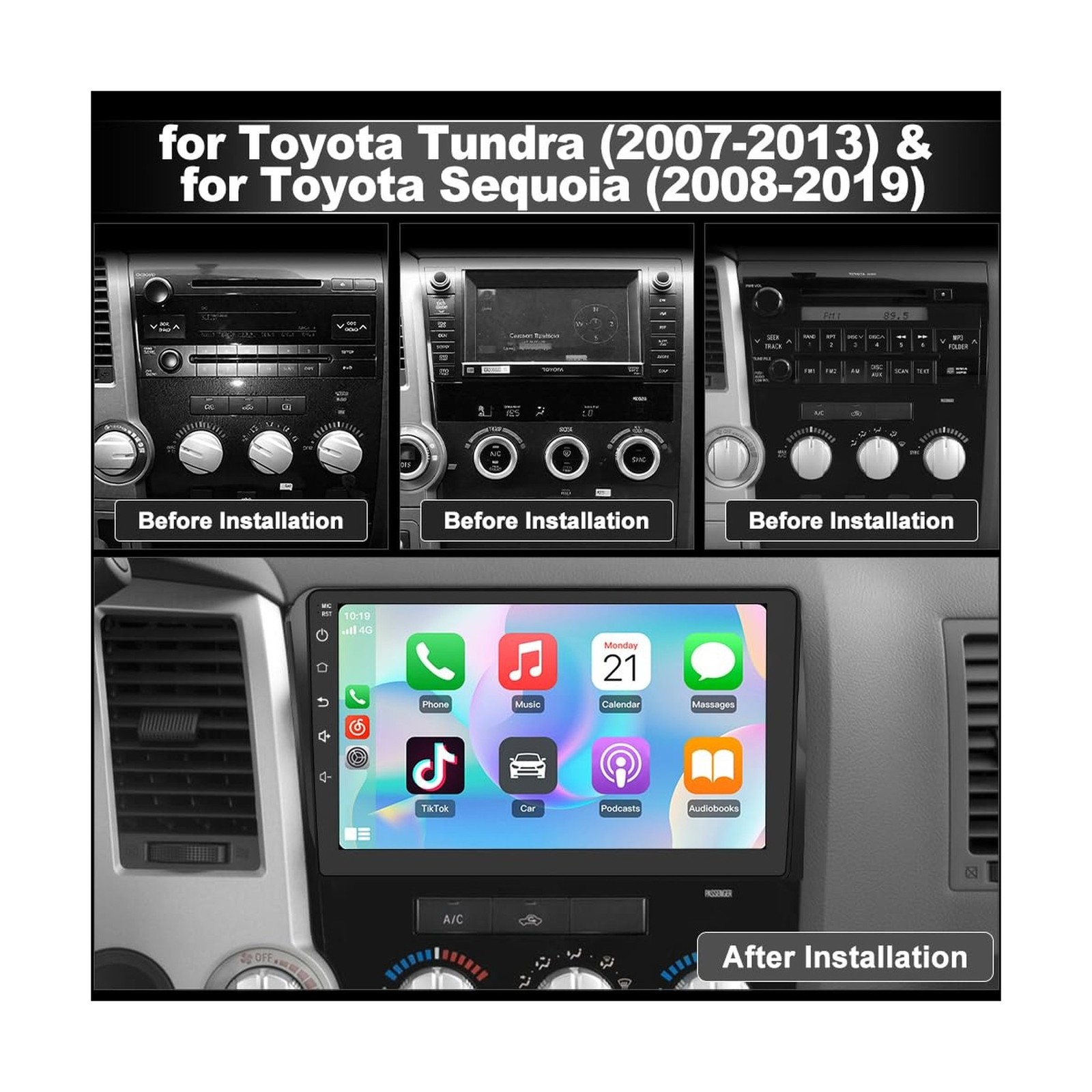 Android 13 Car Stereo for Toyota Tundra 2007-2013 Sequoia 2008-2018, 10.1 inc…