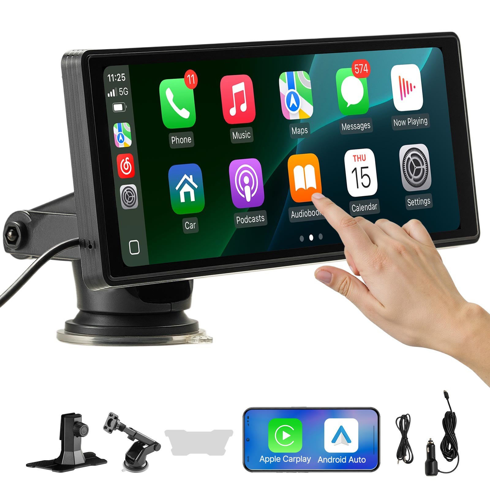 Uimoso 10″ Portable Car Stereo Radio Touch Screen Carplay WIFI GPS Voice Control