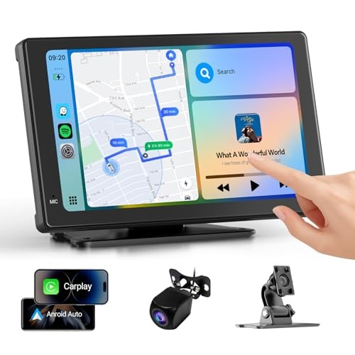7″ HD Touch Screen Car Stereo, Portable Wireless CarPlay and Android Auto,