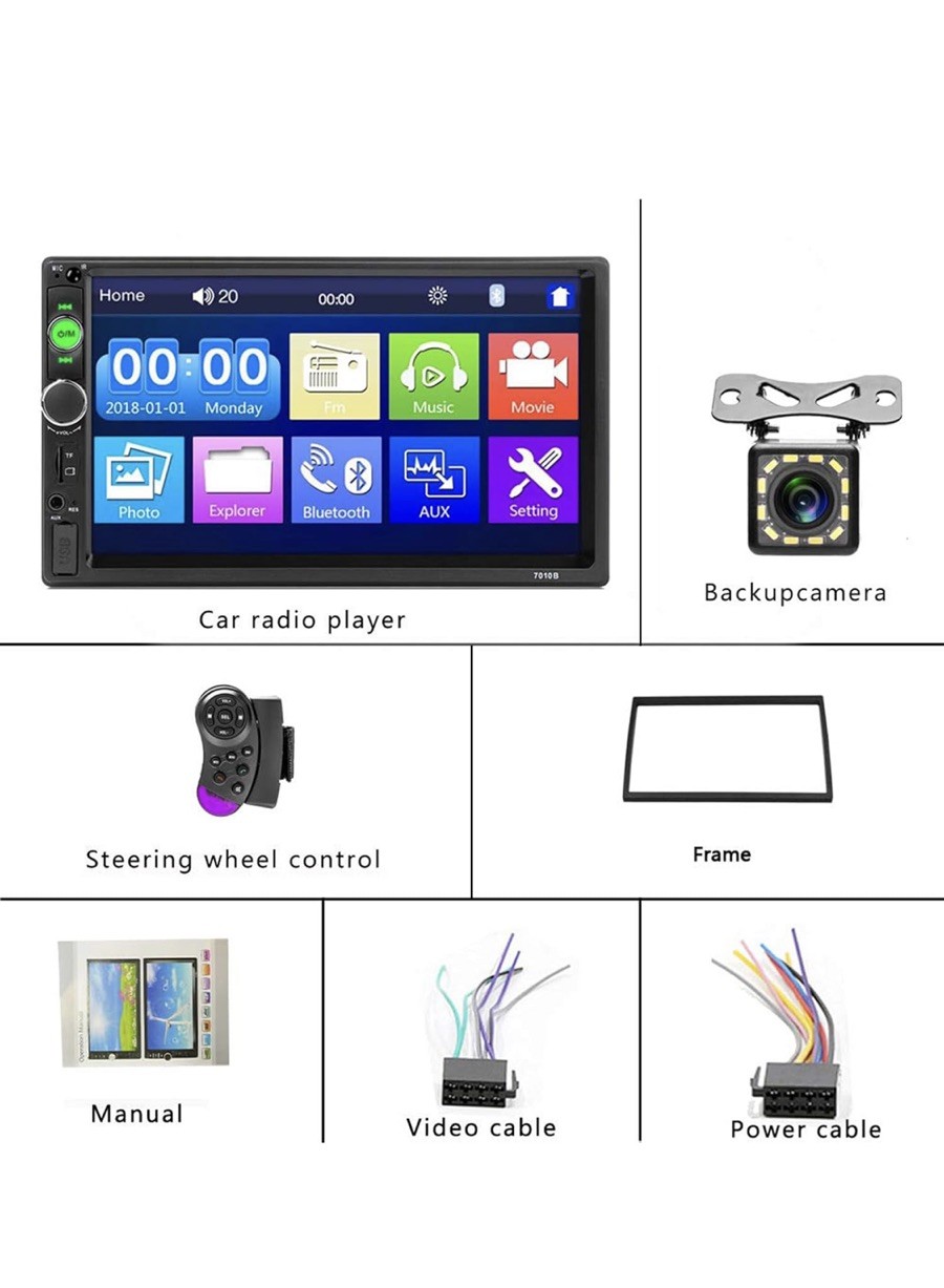*PREMIUM* 7″ Car Radio Apple/Android Car Stereo 2 DIN, FM, BT, BACK UP CAMERA