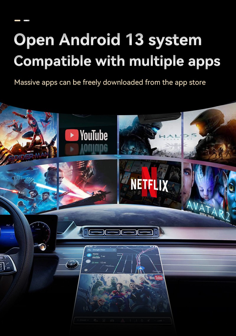 Wireless Carplay WIFI AI box Android 13 Auto Adapter Converter w/Netflix YouTube