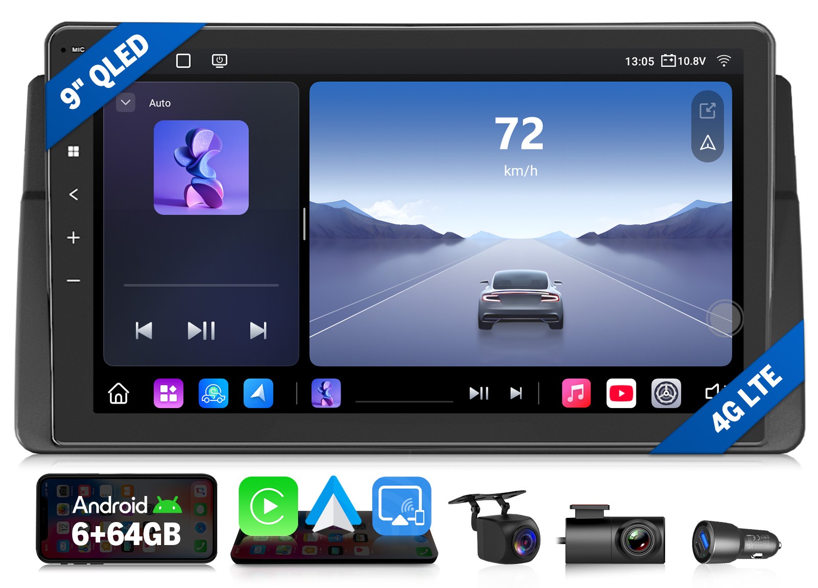 9″ QLED 6+64 Android Auto 13 Car Radio for BMW E46 325i 330i Wireless CarPlay BT