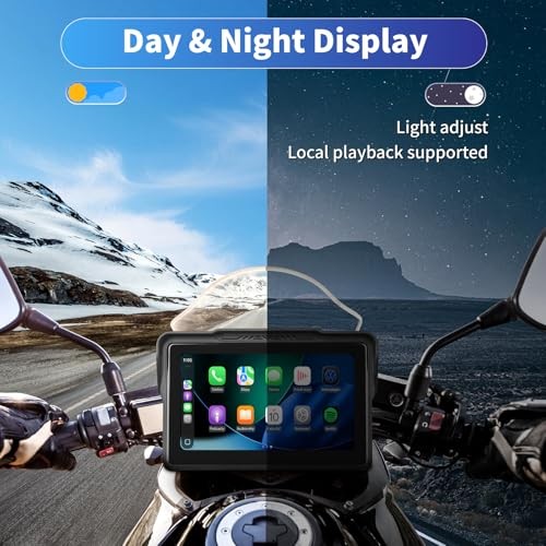 Motorcycle CarPlay Screen 7″, Waterproof GPS Display for Motorbike, Dual Mount