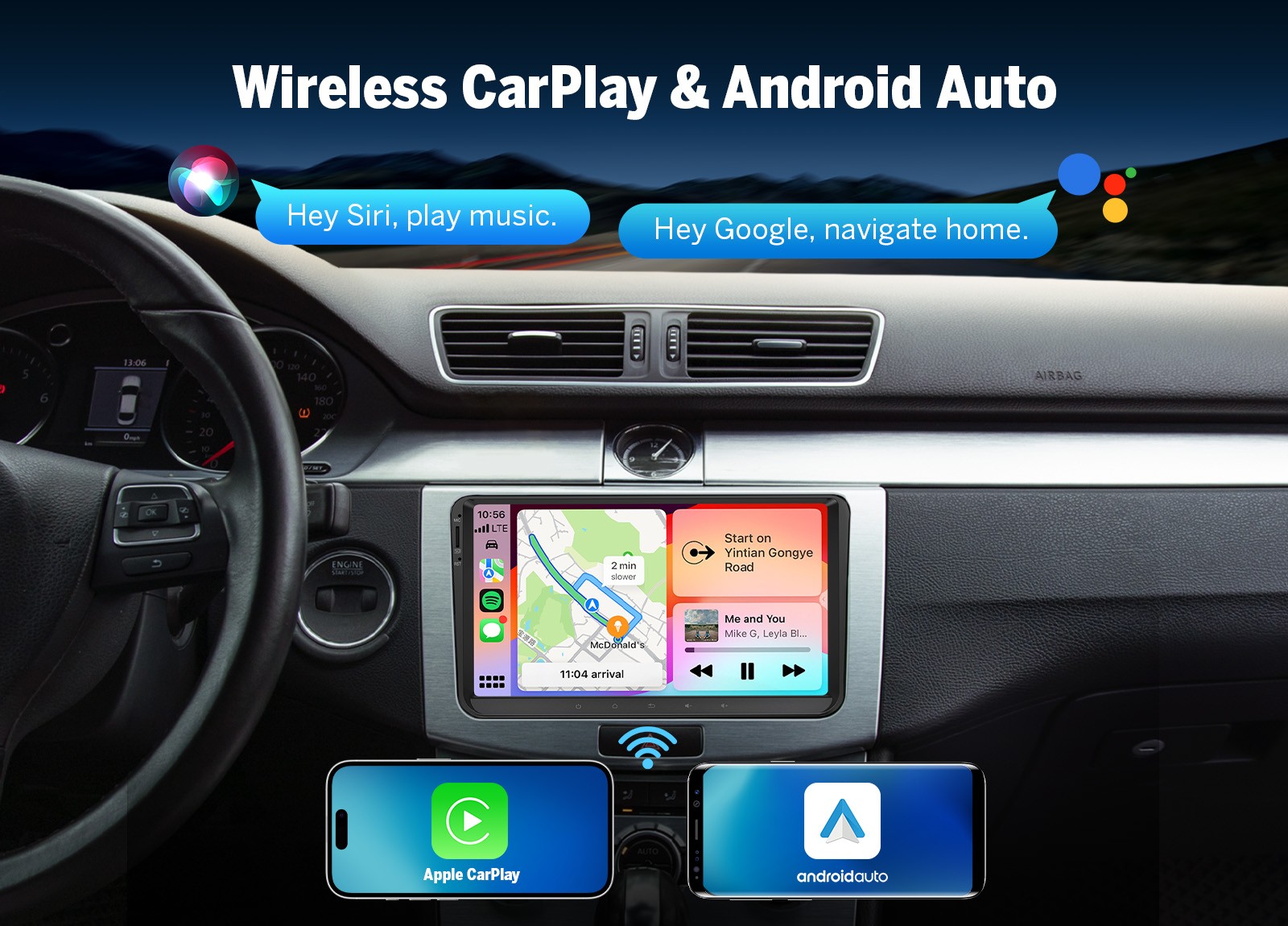 9″ QLED 6+64GB Android Auto for VW Golf MK6 2010-2013 Car Radio Wireless CarPlay
