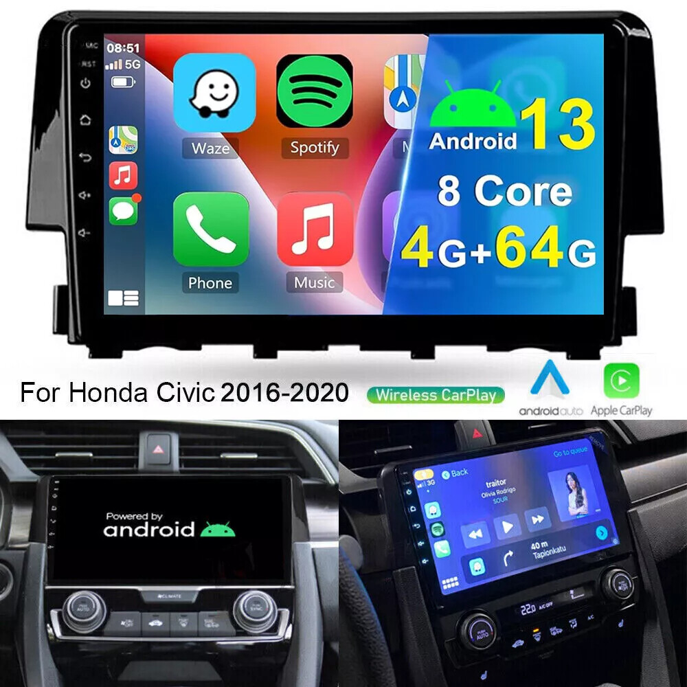 For Honda Civic 2016-2020 Apple CarPlay Auto Android 13 Car Radio Stereo 4+64G
