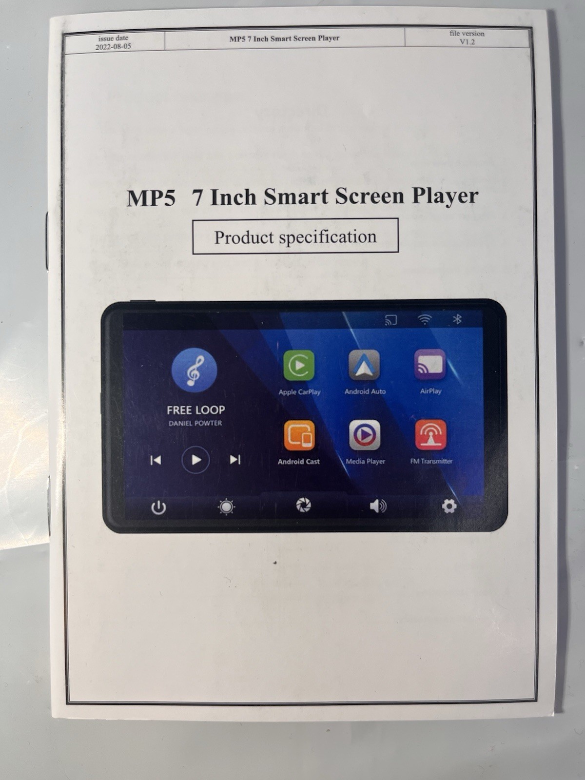 7” CarPlay Android Auto Portable Smart Screen MP5 Player Bluetooth GPS