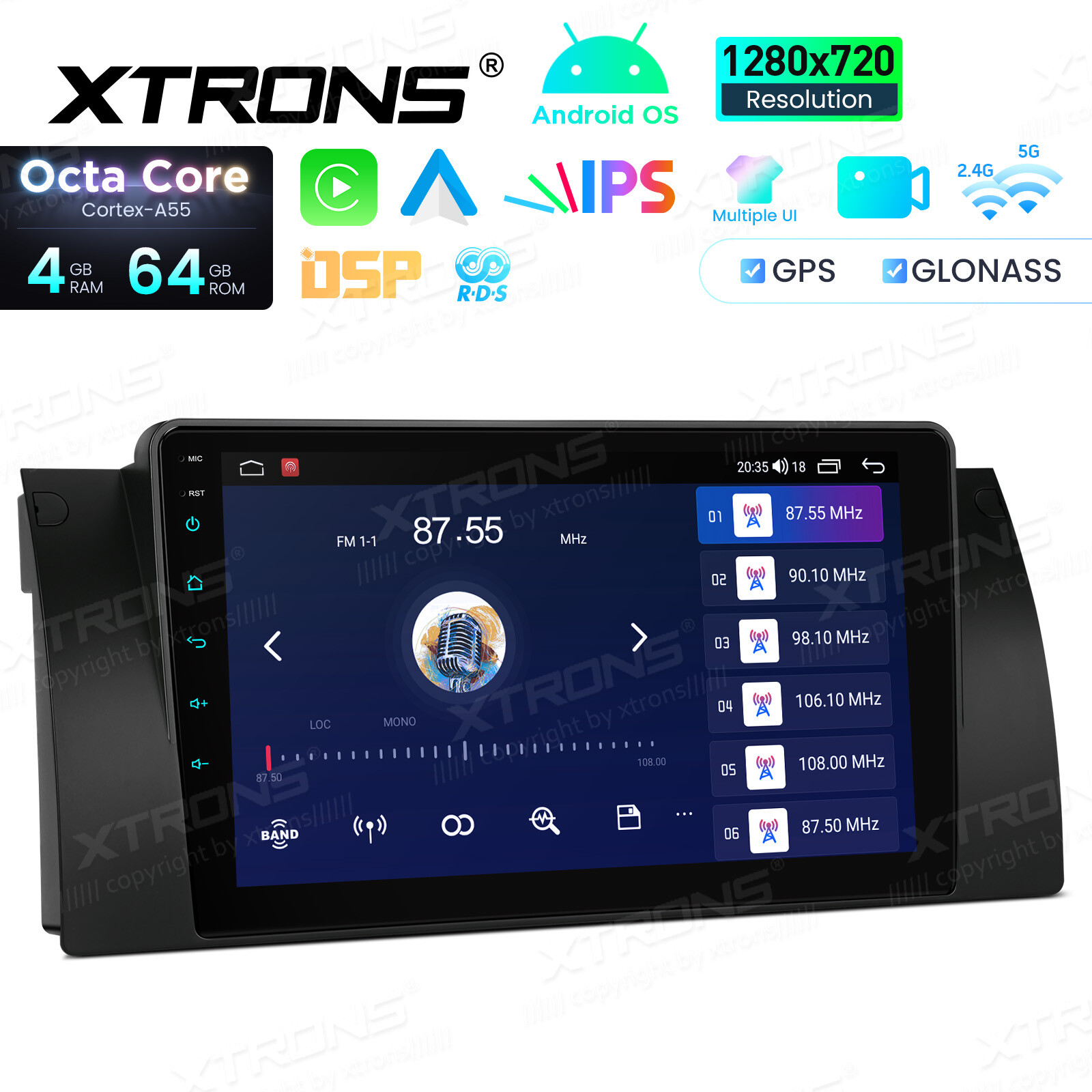 For BMW X5 E53 Car Stereo Radio GPS Navi 9″ IPS Android 13 Qcta-Core 2+32GB