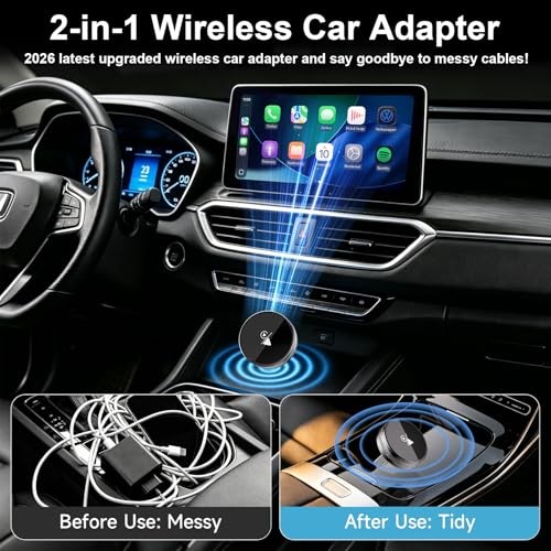 2-in-1 CarPlay & Android Auto Adapter – CarPlay Dongle Convert – Black