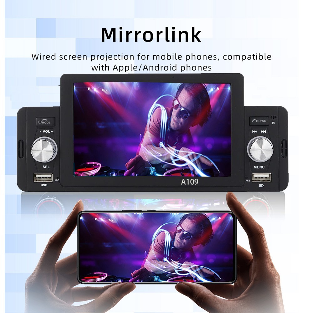 Single Din 5″ Car Radio with Apple CarPlay Stereo Touch Screen Bluetooth Player