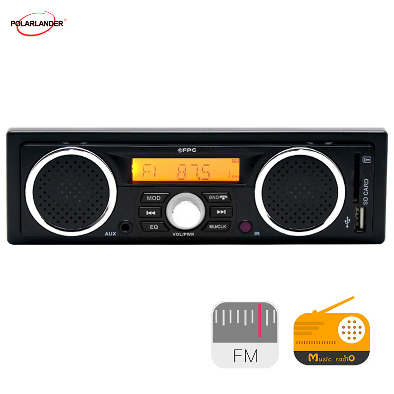 Single 1Din Car MP3 Player USB/SD FM Audio Built-in 2 Speakers Bluetooth Radio