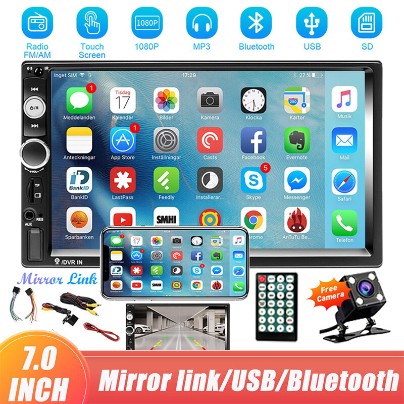 Double 2 Din Car Stereo Radio 7″ Bluetooth USB AUX FM TF Touch Screen MP5 Player