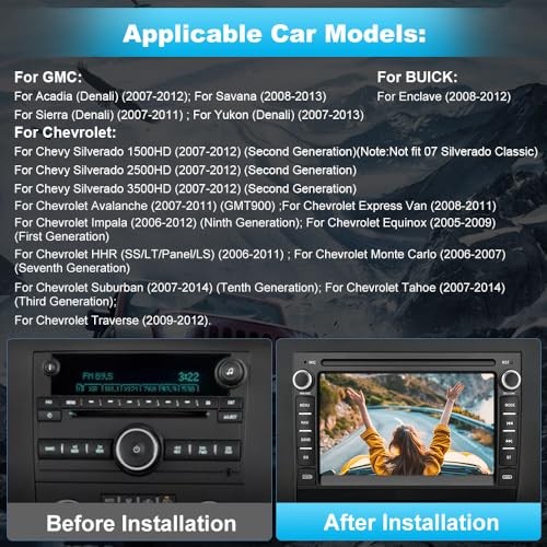 Car Radio Stereo for Chevy Silverado 2007-2014 Tahoe GMC Sierra 2GB+64GB