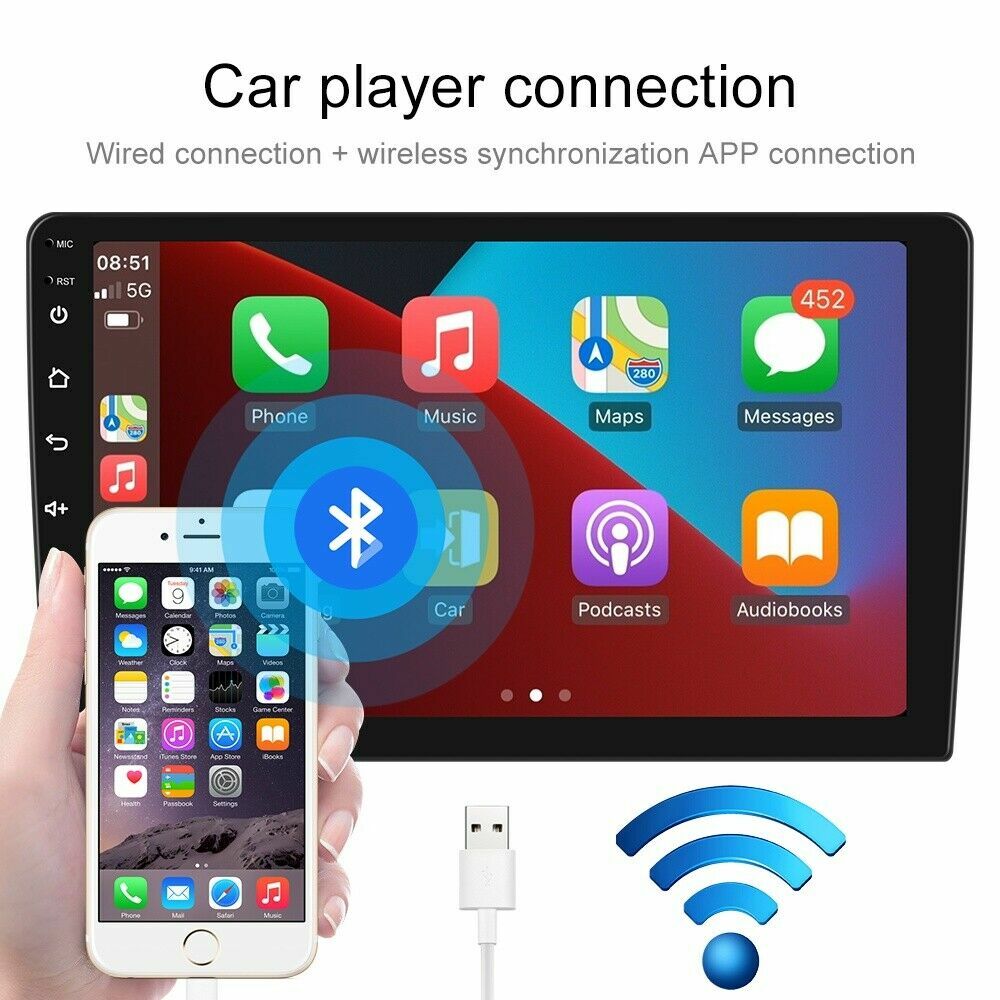 9″ 2Din Android 12 Car Stereo Apple Carplay Radio GPS Navi WiFi Touch FM Player