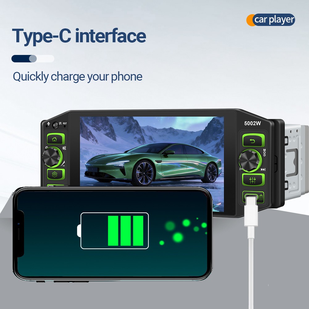 5in Car Stereo MP5 Player Bluetooth Radio HD Touch Screen USB W/4LED Rear Camera