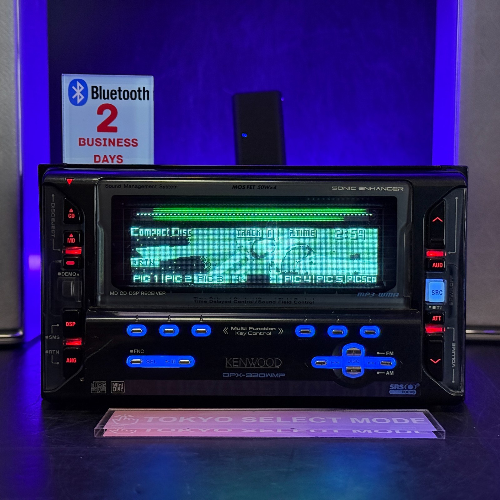 Kenwood DPX-930WMP 2DIN Car Audio CD MD Player Added Bluetooth DSP Tested Stock
