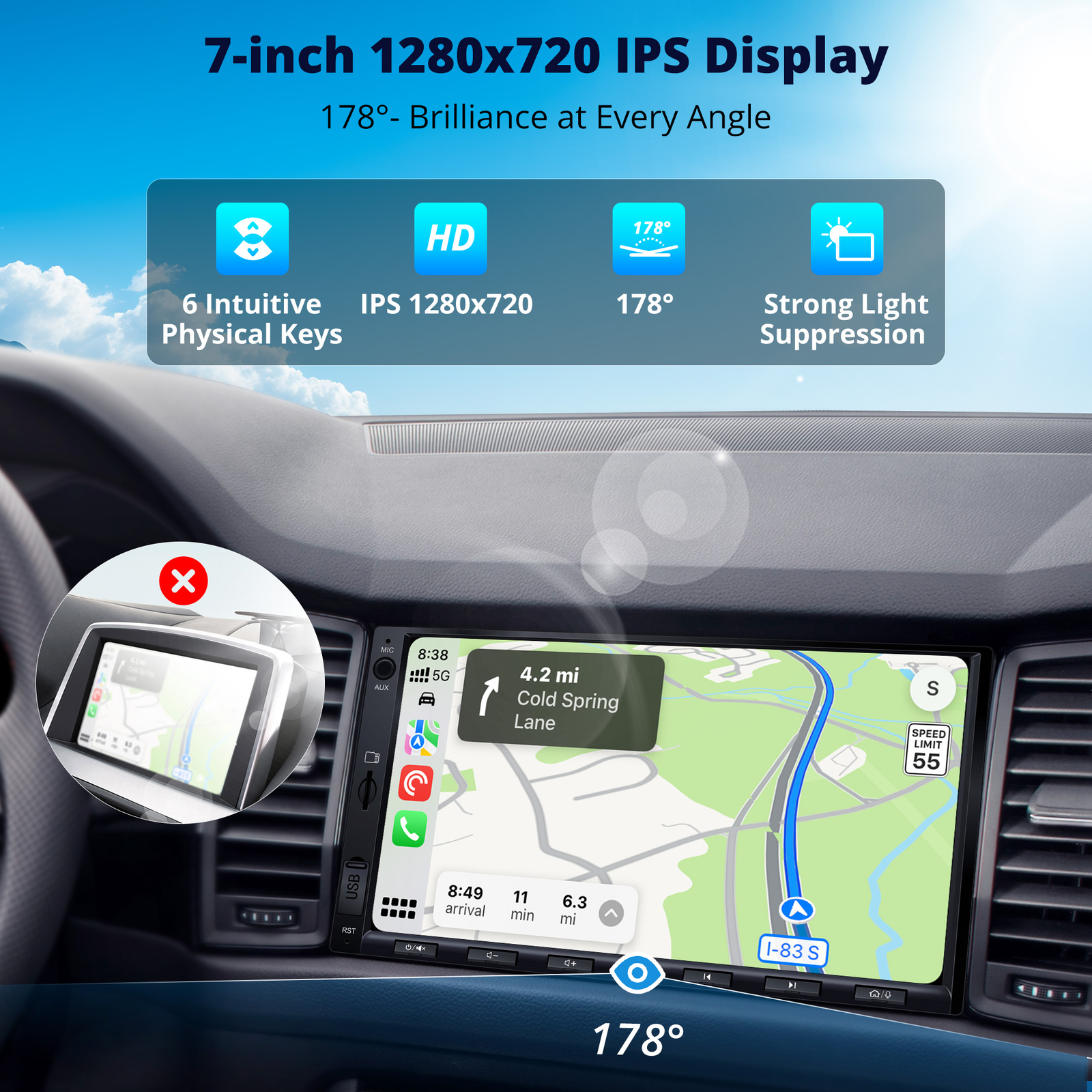 ATOTO Android Double Din 7″ Car Stereo Radio GPS WiFi OBD2 Head Unit Audio AM/FM