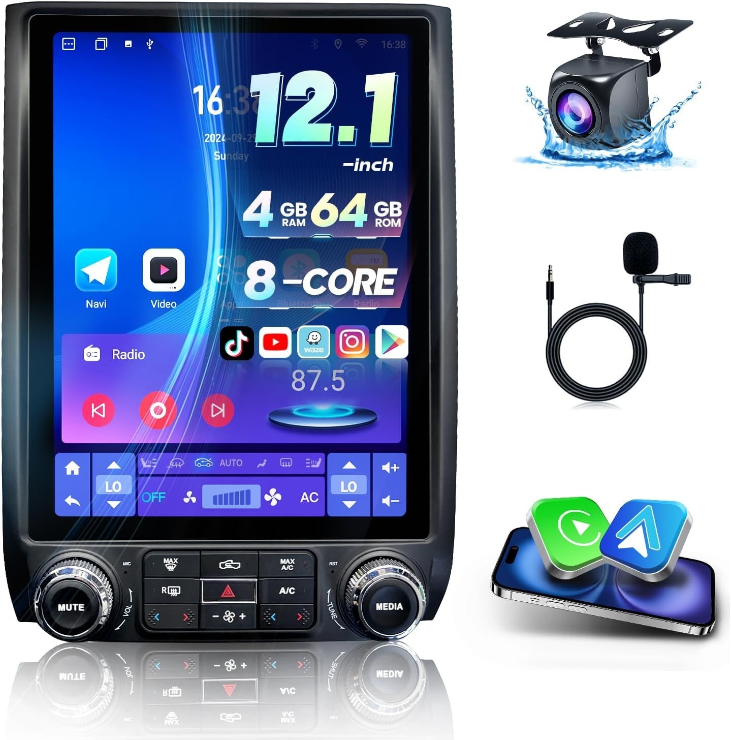 12.1″ T-Style 8 Core 4+64G Android 13 Auto Carplay for Ford Expedition 2015-2017