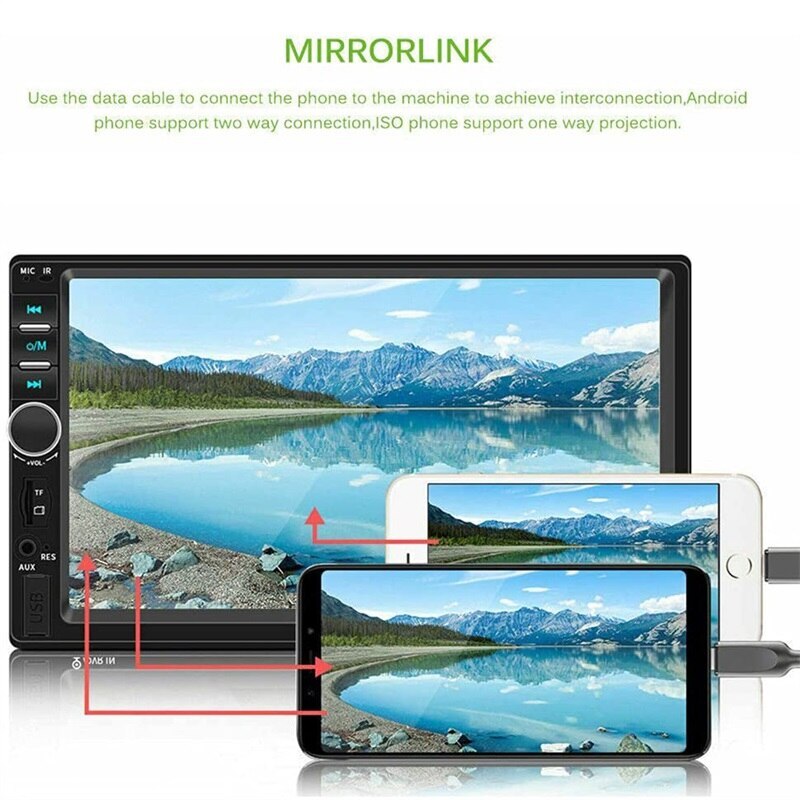 2 Din Car Radio 7″ HD Touch Screen Audio Stereo Video MP5 Multimedia Player