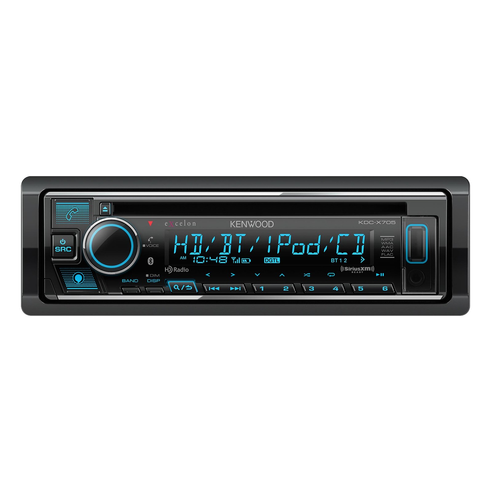 Kenwood eXcelon KDC-X705 Bluetooth HD radio Dual rear USB single DIN CD receiver
